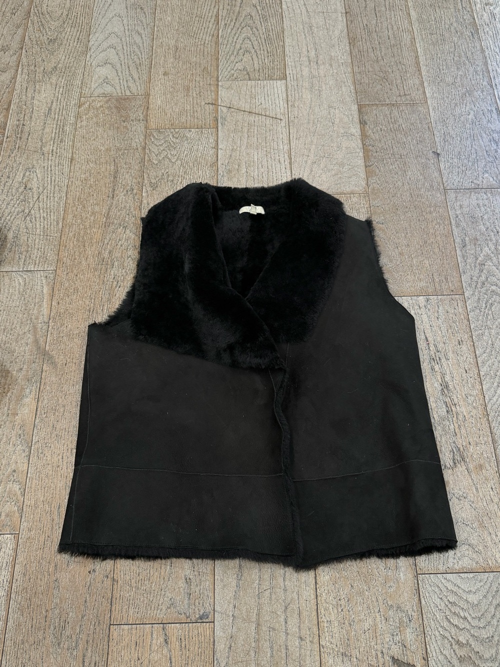 Joie 100% Dyed Merino Shearling Lamb Fur Vest - Black - Size Medium